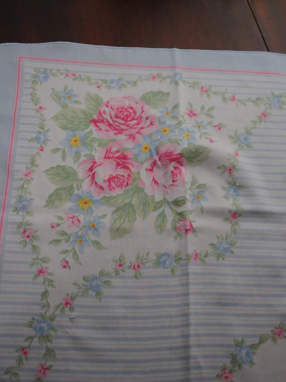 Large Vintage 1980s Avon Floral & Striped Scarf